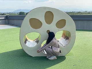 徳島の道の駅にある蓮根のオブジェ