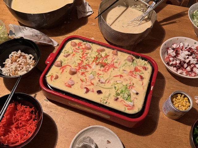 寮でたこやきパーティー